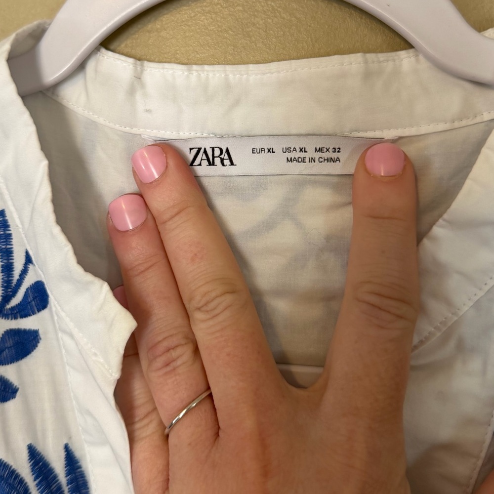 Zara Santorini Embroidered White Tunic Dress - Picture 3 of 8